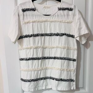 Boheme Textured Stripe Tee in Black and Cream